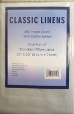 New Light Gray Solid Color 100 Cotton Standard Size Pillow Cases 300 Thread NWT