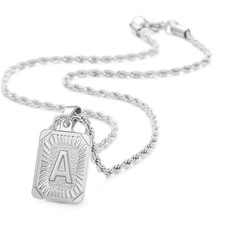 A-Z Letter Pendant Necklace Capital Letter Silvery Stainless Steel Twists Chain