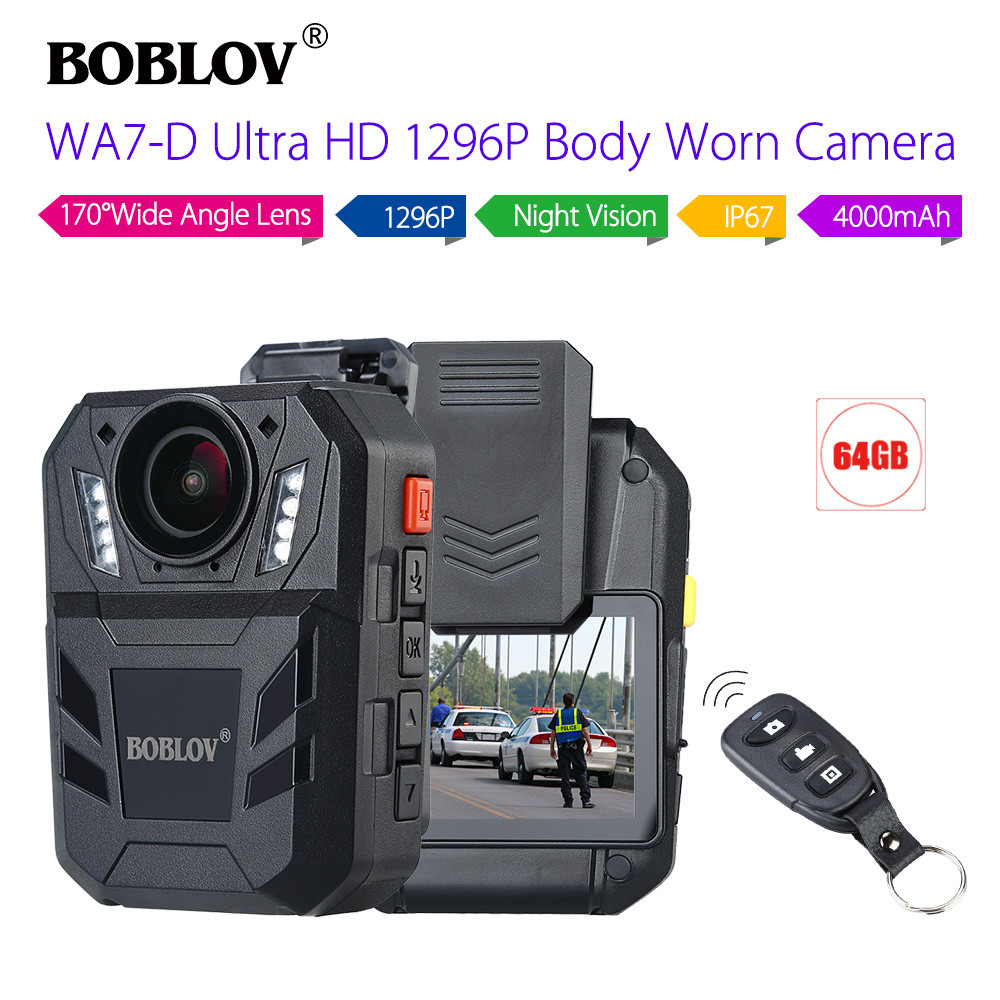 BOBLOV WA7D 1296P 64GB Body Worn Camera Remote Control Night Vision