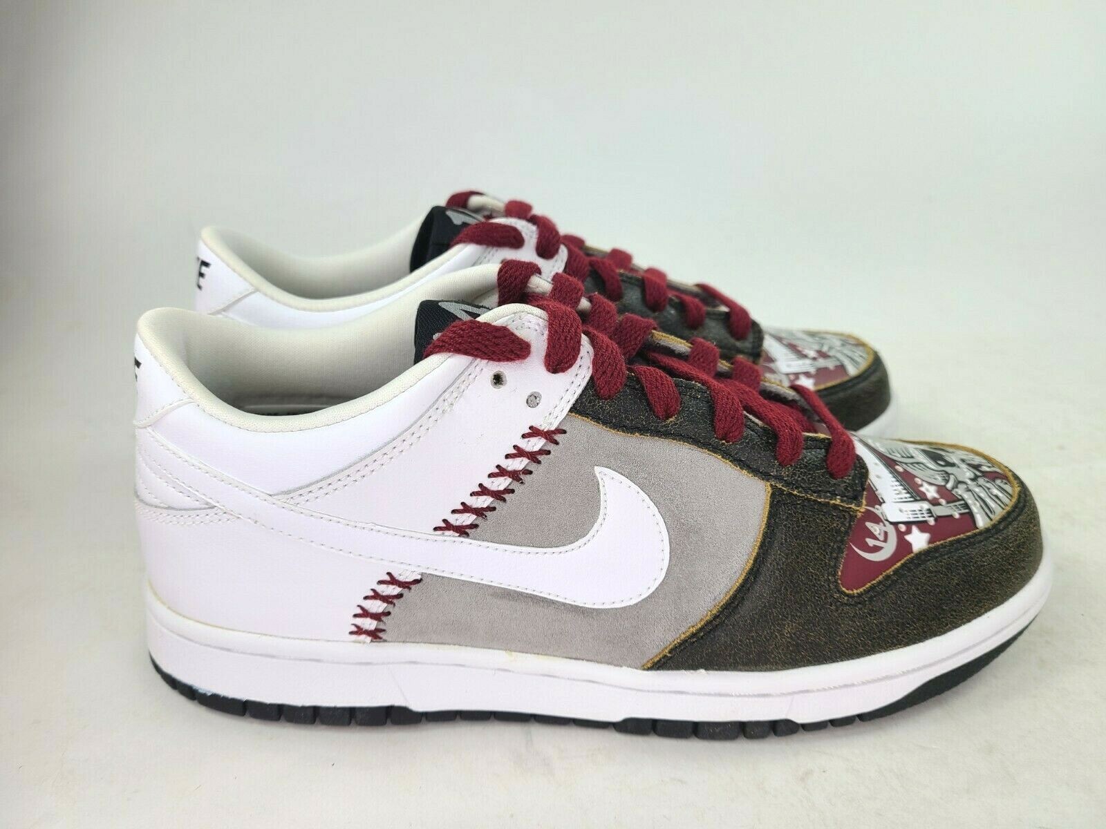 Skull Dunks Vintage Nike Dunk Low GS Sz 5.5 Grim Reaper White Red Grey Halloween ...