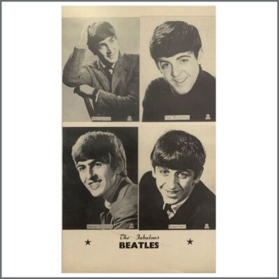 Vintage 1963 Beatles Card Poster Topstar Portraits (UK)