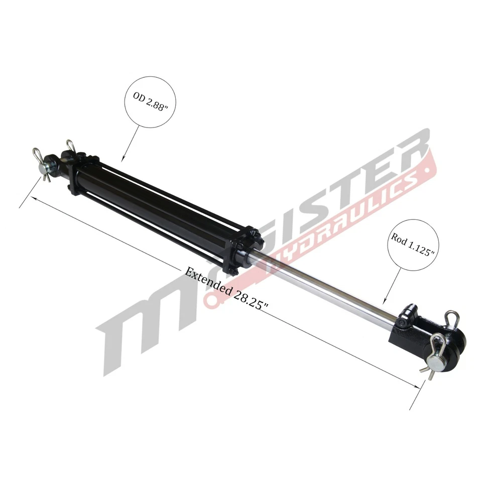 Hydraulic Cylinder Tie Rod Double Action 2.5" Bore 8" Stroke 2500 PSI 2.5x8ASAE - Image 3 of 4