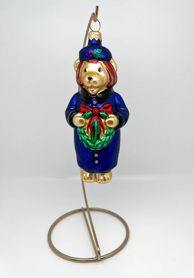 1996 Patricia Breen "Mama Bear" Blue Handmade Hanging Glass Ornament #9634 MINT - Image 2 of 4