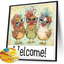 Diamond Art Kits for Adults, Round Full Drill Diamond Painting Kits for Chicken