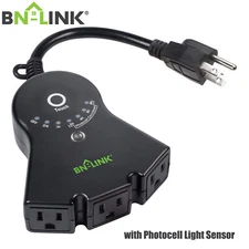 BN-LINK Outdoor Timer w/ Photocell Light Sensor Waterproof Outdoor 24H Countdown
