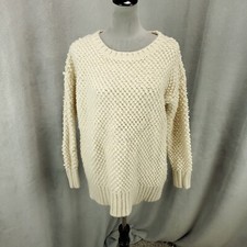 Alpaca Wool Sweater Womens Size Large Knobby Chunky Knit Off White Pullover