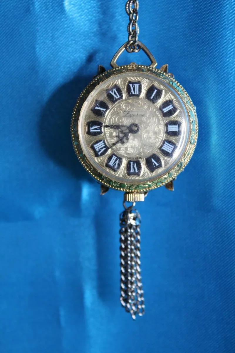 Vintage Lucerne Cameo Watch Necklace