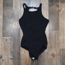 Roxanne ILGWU Ladies Union Made Black Textured Bra Size 36D One Piece Swimsuit