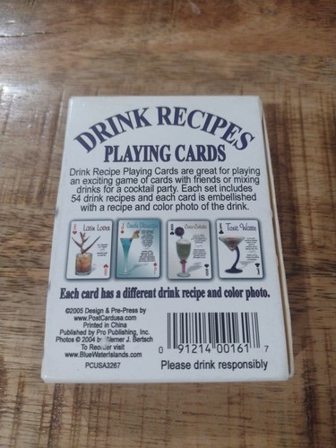 Drink Recipes Playing Cards 54 Different Mixed Drink Barware Drinking Party Game - Picture 2 of 5