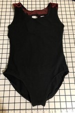 Eurotard Girls Medium Large Tank Dance Gymnastics Leotard Black Wine Red