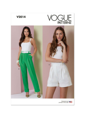 Vogue Patterns V2014 Misses  hoch geschnittene plissierte locker sitzende Shorts und Hosen