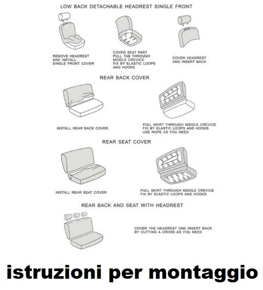 Peugeot Citroen Coprisedili Grigio Nero Bicolore Fodere Auto Sedili - Immagine 2 di 4