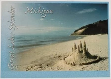 Great Lakes Splendor A Beautiful Sand Castle Frankfort Michigan Postcard 
