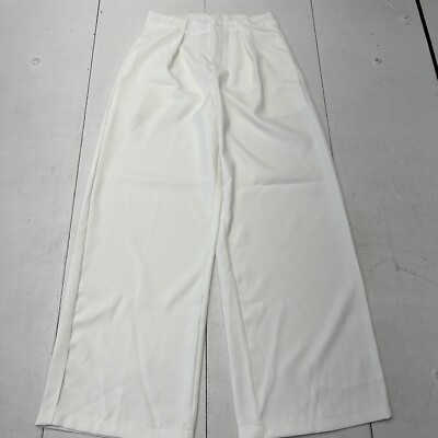 Dazy White Solid Wide Leg Suit Dress Pants Formal Loose Fit Women's Size  Medium | eBay