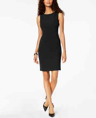 Kasper Crew-Neck Sheath Dress, Black [8]