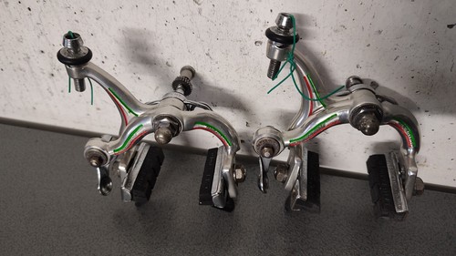 CAMPAGNOLO SUPER RECORD - Road Brake Calipers 70s-80s + 4 Pads - Pinze Freno - Foto 12 di 16