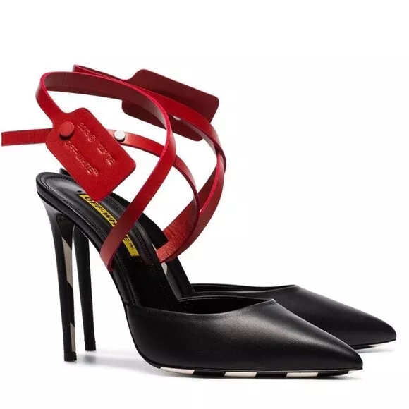 Off white zip store tie pumps