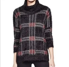 ANTHROPOLOGIE SANCTUARY Women’s XS Xsmall Sweater Shirt Top Plaid Turtleneck