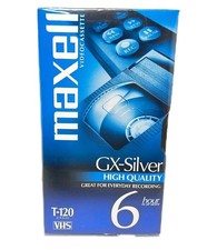 Maxell GX-Silver VHS Video Cassette 6 Hour Standard Grade T-120 NEW