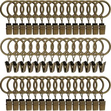 44 Pack Metal Curtain Rings with Clips, Drapery Clips with Rings, Drapes Ring...