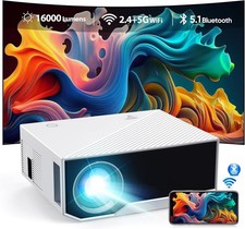 Smart Projector with Wi-Fi  Bluetooth, 1080P HD, 12000 Lumens, Cooleve GC06