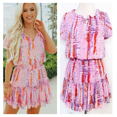 Buddy Love Womens Roxy Jewel Mini Dress Size S Pink PurpleBoho Glam Flirty Beach