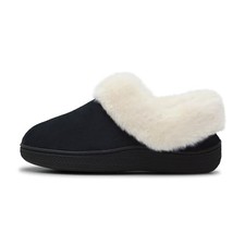 Women Memory Foam Bootie Slippers, Fuzzy Indoor Outdoor House Shoes 8 Black