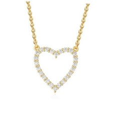 Cute Heart Necklace for Women: 14K Gold Plated Open gold White Heart Necklace