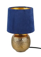 Reality Tischleuchte Sophia Keramik Gold Samtschirm Blau/Gold E14 16Cm Exkl.