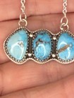 Sterling Silver Turquoise 3 Stone 18” Chain necklace Southwestern Pendant NEW — photo 5