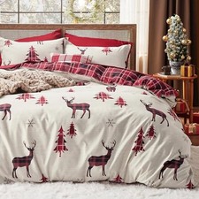 Christmas Duvet Cover Queen - Queen 90" x 90" 01 - Reindeer No Comforter 