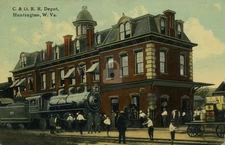 Chesapeake & Ohio Railroad Depot Huntington, WV Vintage Color Postcard COPY