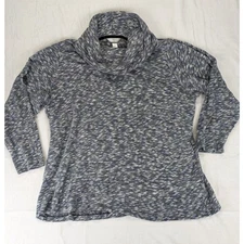 CJ Banks Turtleneck Sweater 3X Blue Cowl Neck Cozy Cabin Grandma Mom Christopher