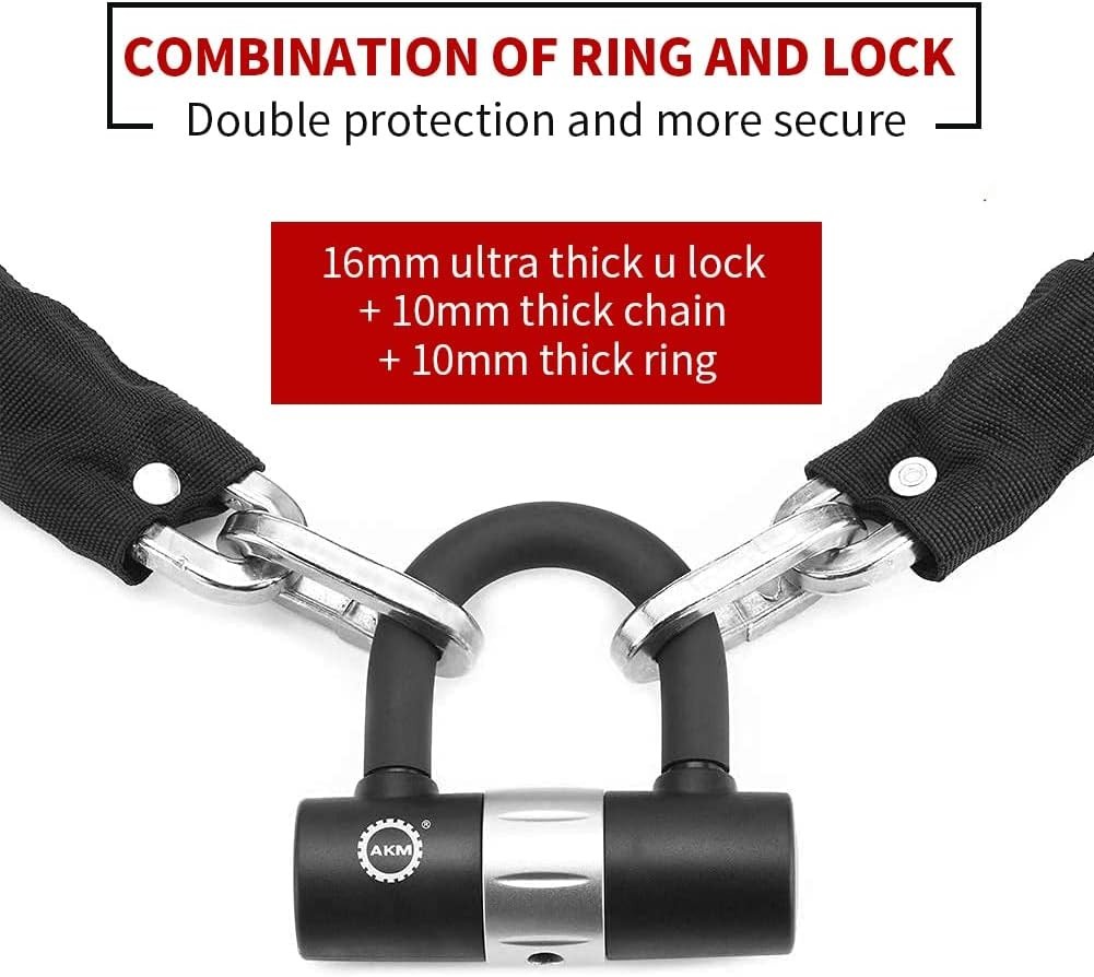 Robust Motorcycle Chain Lock 5.3ft with 16mm U Lock – Strong, Secure, and Sleek
