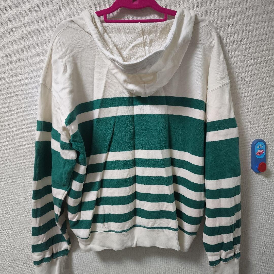 CHAPS RALPH LAUREN Zip Up Hoodie Off-White/Green 80s M thumbnail 3