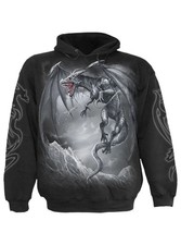 Adults Kids Gothic Hoodie   Chained Dragon Black Fantasy Pullover Sweatshirt