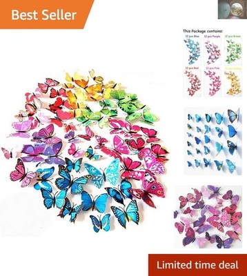 Enchanting 3D Butterfly Wall Decals Set with 72 Pieces - Indoor Art for All Ages