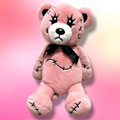 NEW WIDOW X DOLLS KILL Mega Plush Pink Stitched Emo Bear Backpack XXL Rare!! Dolls Kill Current Mood Pink Skeleton | Mercari main image 3