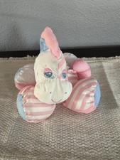 Vintage 1991 Fisher Price Puffalump HORSE Pony Pink Striped Plush Toy 4969