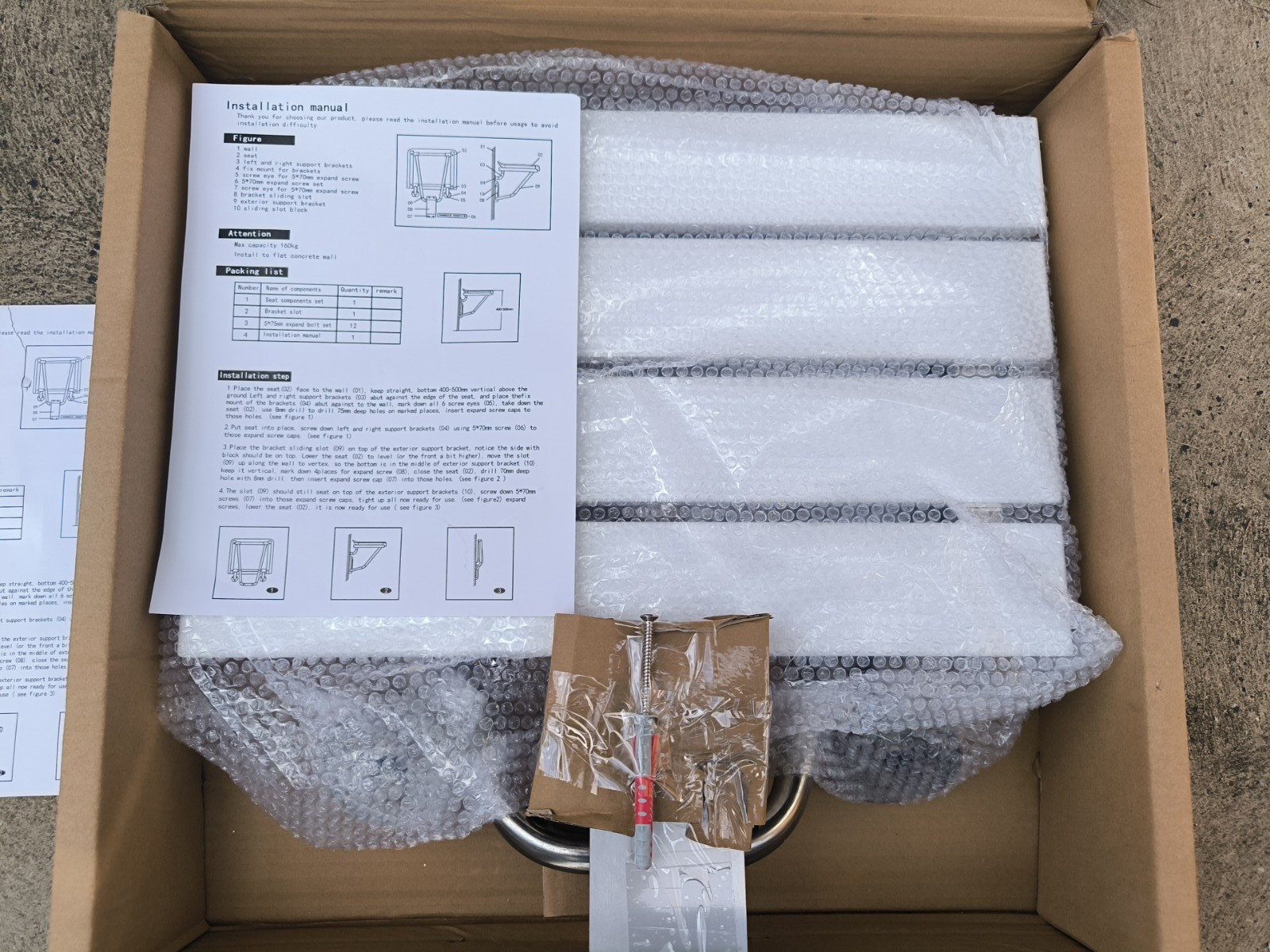 Folding Shower Seat Wall Mounted, Teak Bench for Adults, Foldable Shower...