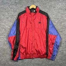 Vintage 90s Nike Mens XL Colorblock Blue/Red Full-Zip Nylon Windbreaker Pockets