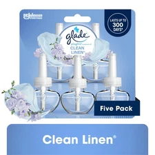 Glade PlugIns Scented Oil 5 Refills: Clean Linen, Essential Oil, 3.35 FL oz