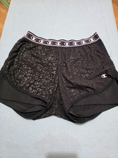 Champion Women&rsquo;s Athletic Shorts L Black/Grey Animal Print Elastic Waist 3in
