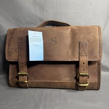Genuine Buffalo Leather Hanging Toiletry Bag Roll Up Dopp Kit Made in USA