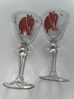 2 Vntg MCM Pink Elephant Federal Glass Co. Cocktail Bar