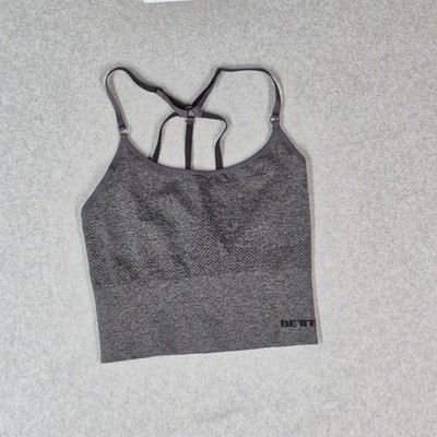Better Bodies Women Sports Bra Large Gray Astoria Wireless Knit Strap Adjustable
