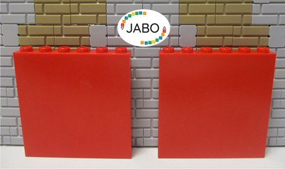 (F12/22) LEGO 2x 3754 Wall Panel Brick 1x6x5 Red 4555 6554 2150 8144