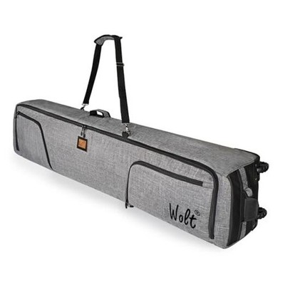  Rolling Ski Bag,Padded Snowboard Bag with Wheels for Air Travel, Fit 190 Grey