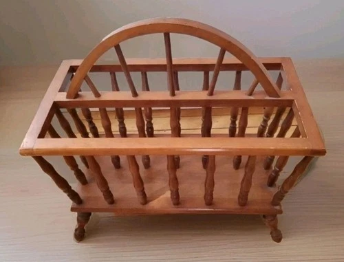 Vintage Wood Spindle Magazine Rack Authentic Furniture Products CA Maple