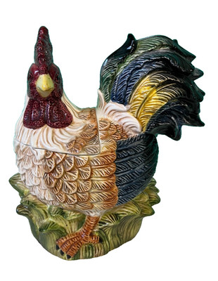 Jay Import Rooster Chicken Cookie Jar Ceramic Farmhouse Kitchen Decor Vintage-S3